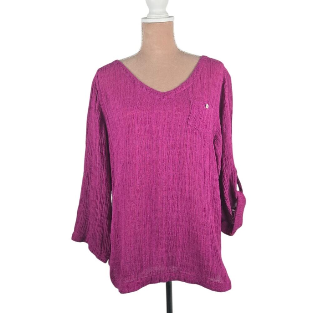 Soft Surroundings Topanga Tunic Linen Cotton Magenta Size Medium